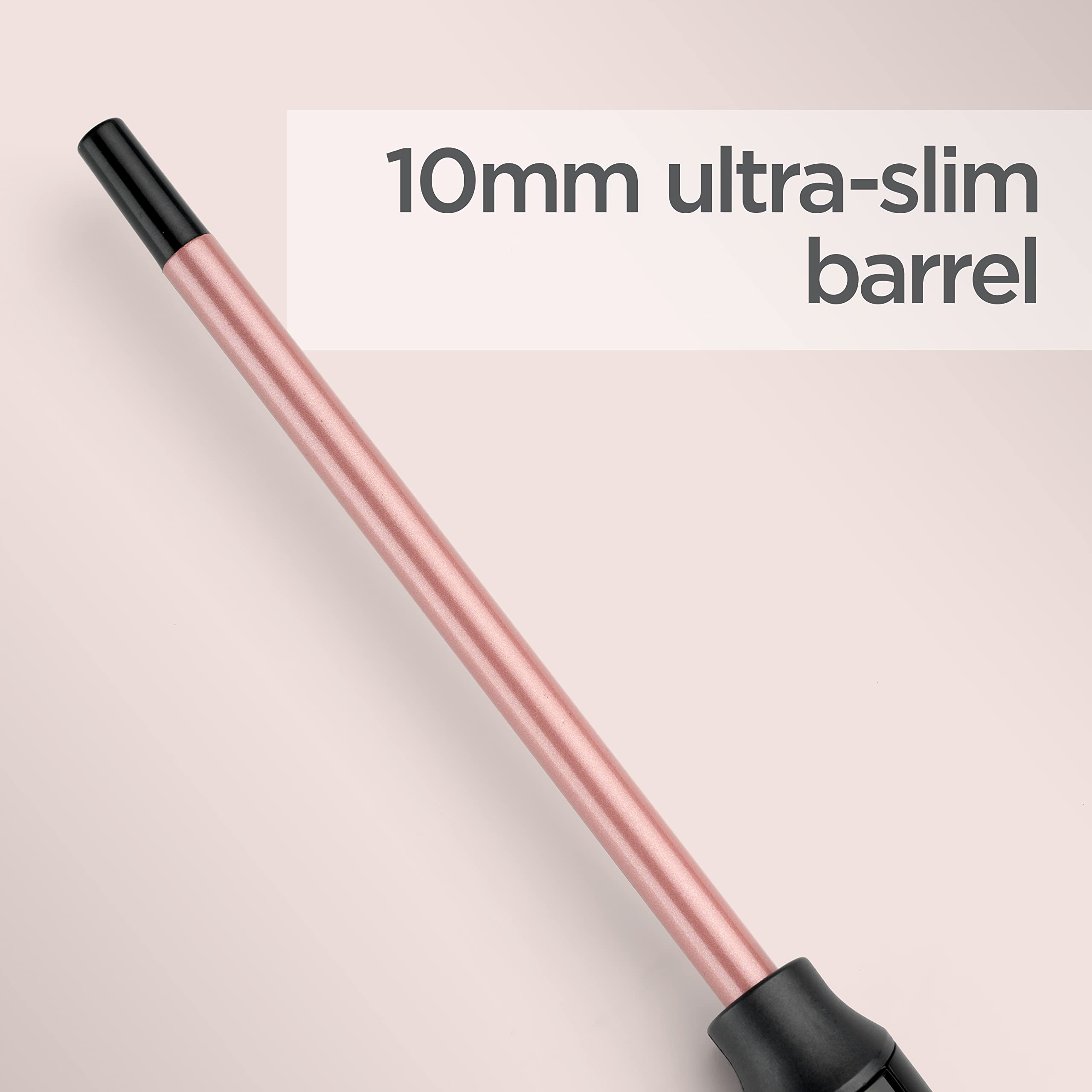 BaByliss Rose Quartz 10mm Tight Curls Wand - Ultra-Slim Barrel for Defined Curls