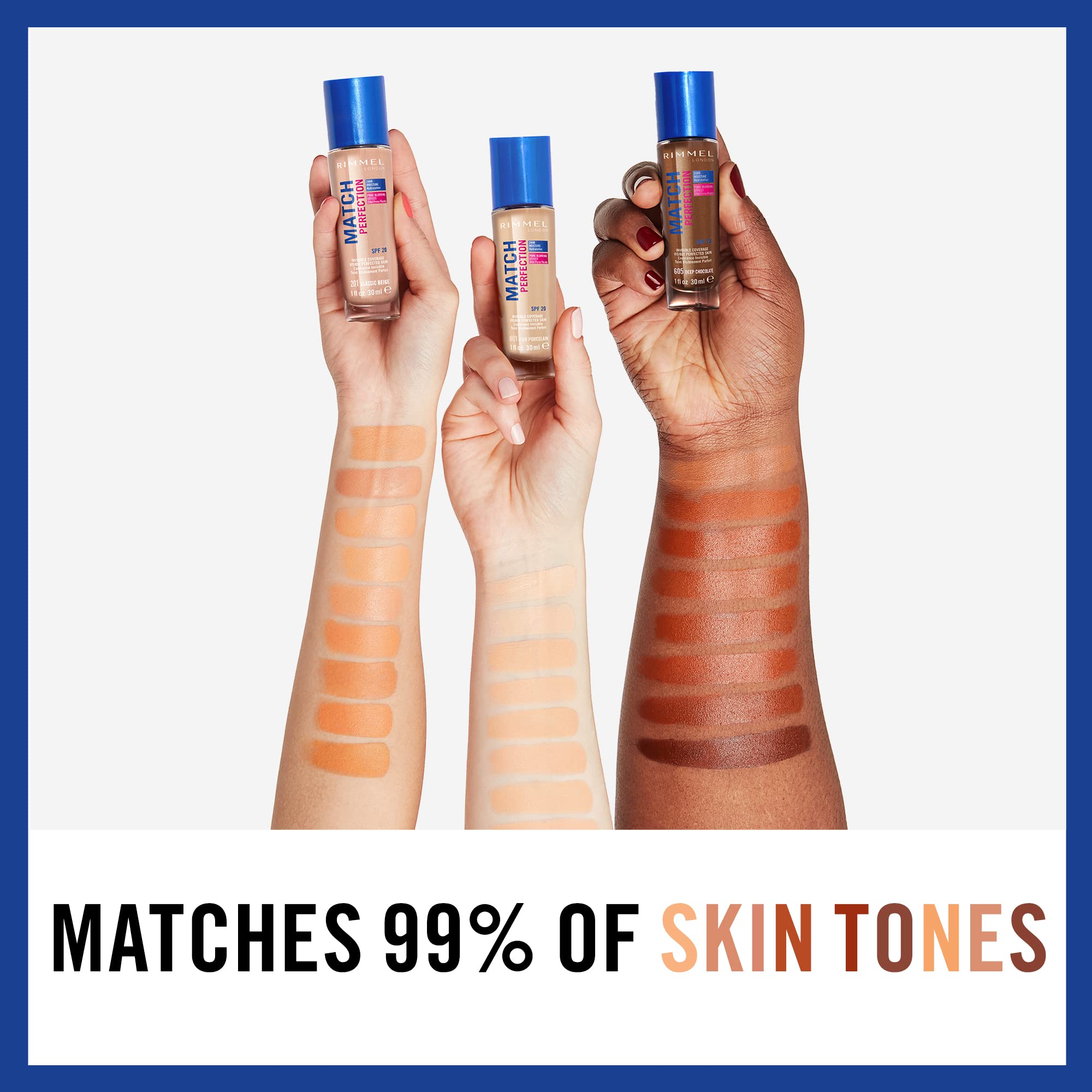 Rimmel Match Perfection Foundation 100 Ivory – Medium Coverage, 24hr Hydration