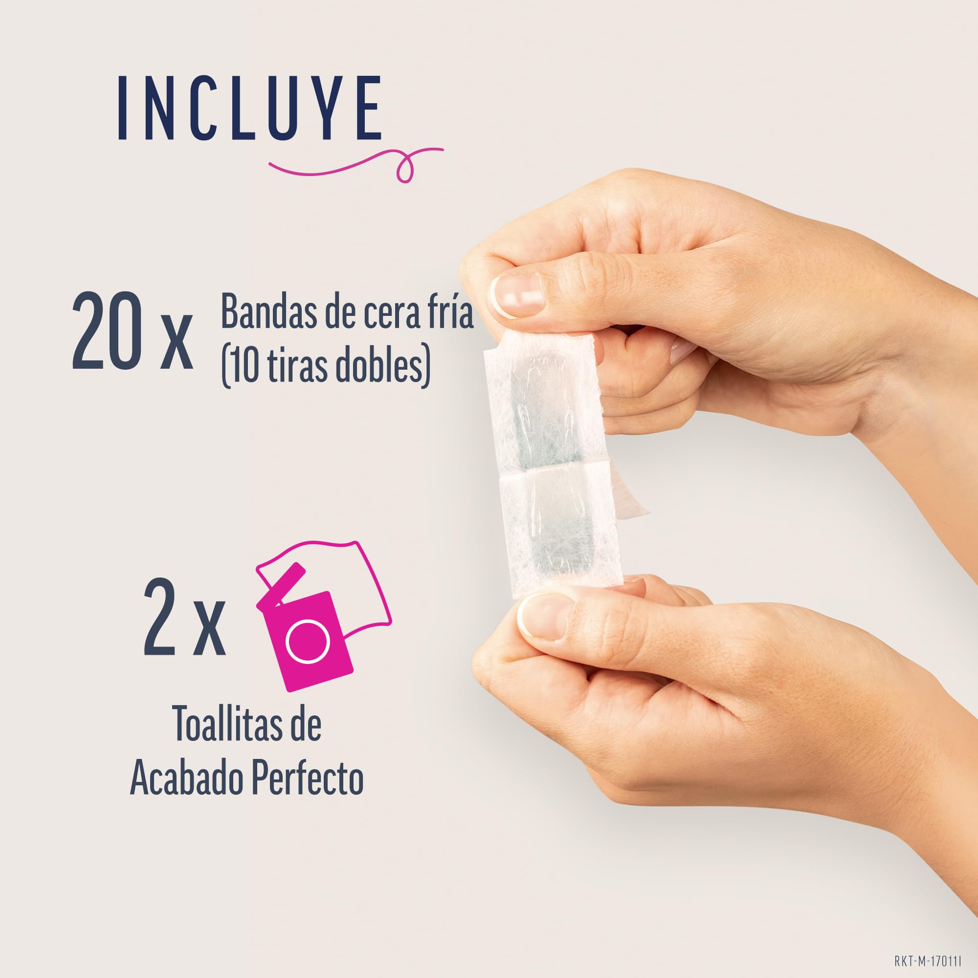 Veet Pure Cold Wax Strips for Sensitive Facial Hair Removal – 20 Strips