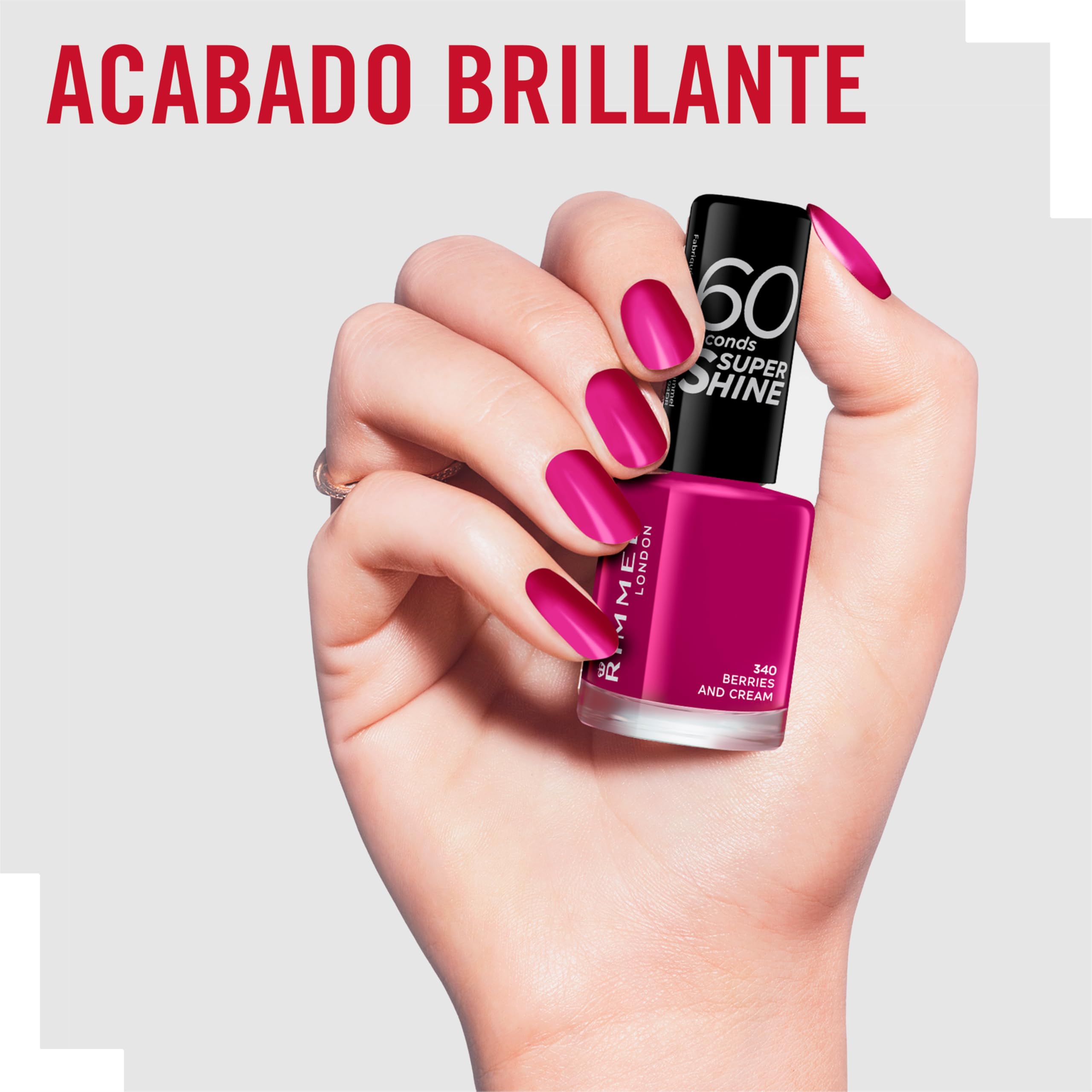 Rimmel 60 Seconds Super Shine Nail Polish - Berries & Cream | Fast Dry, Chip Resistant