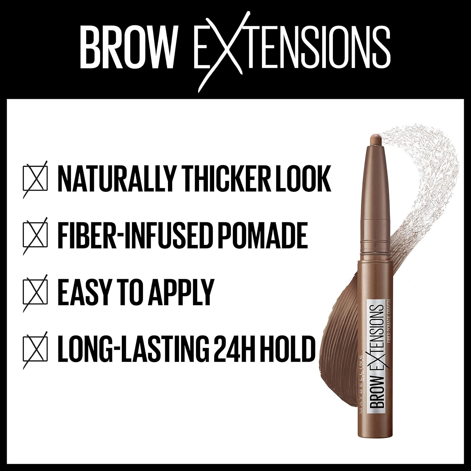 Maybelline Eyebrow Pomade Crayon – Fibre Filler for Naturally Thicker Brows