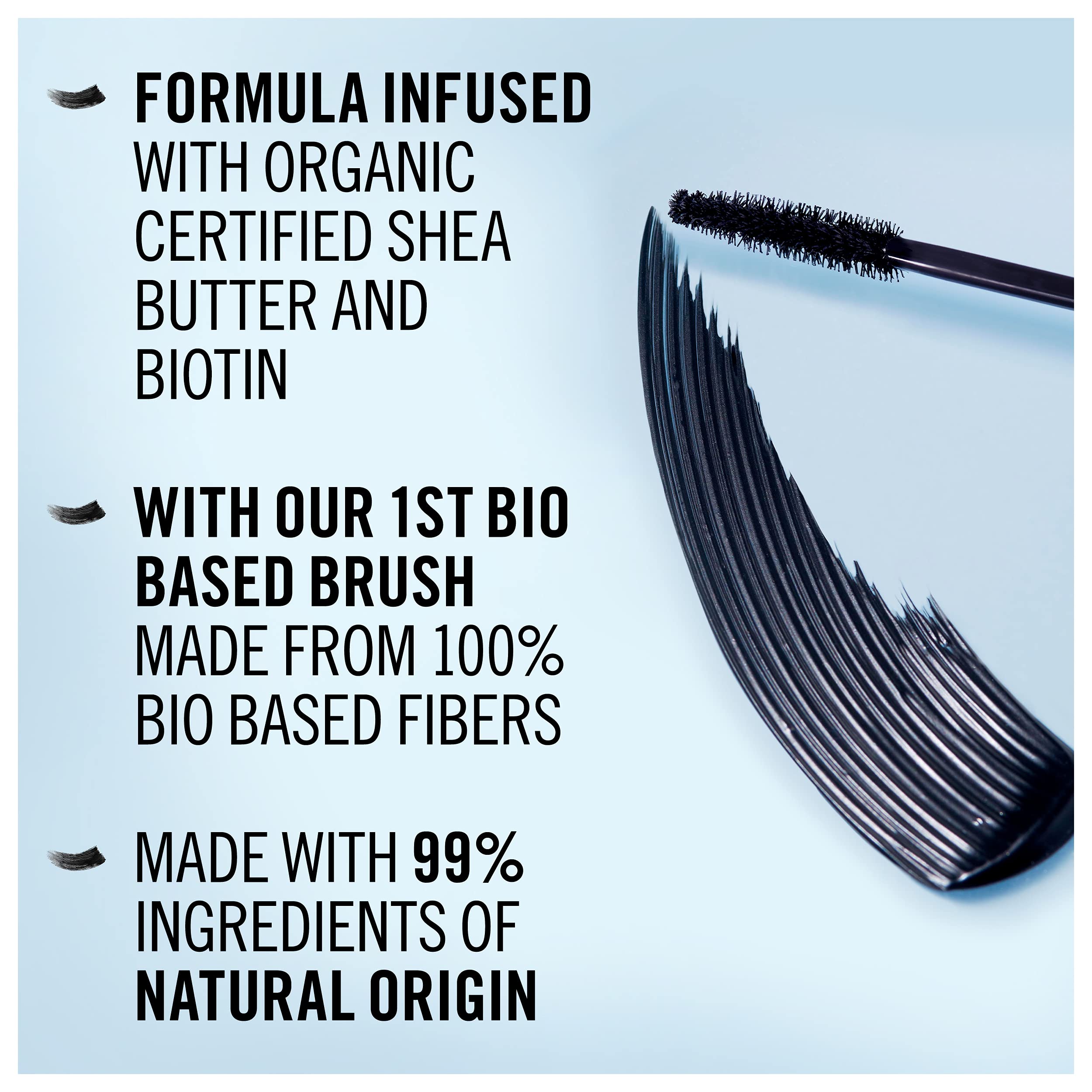 Rimmel Kind + Free Brown Black Mascara | Bio-Based Brush, 36hr Volume & Length