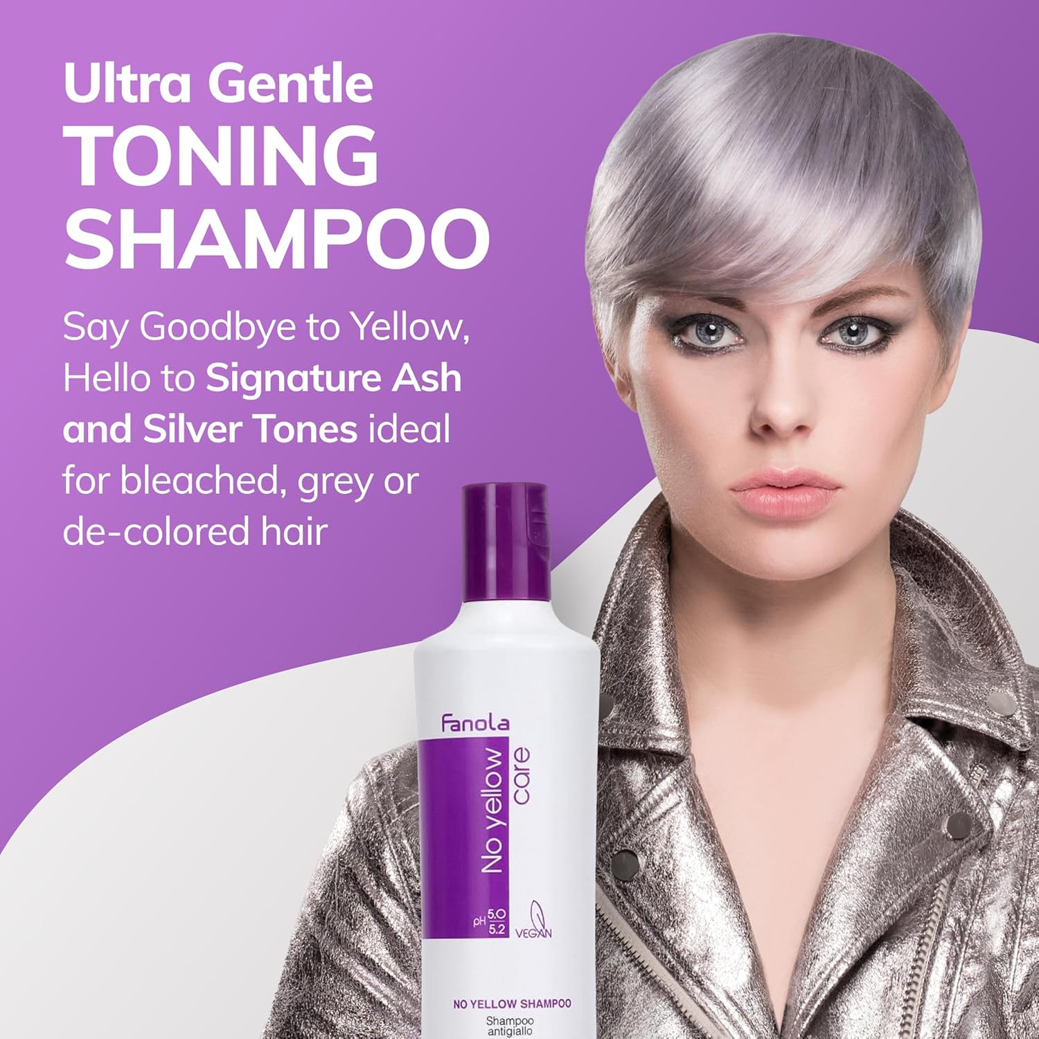 Fanola No Yellow Shampoo 350ml – Cooling Toning for Blonde & Grey Hair