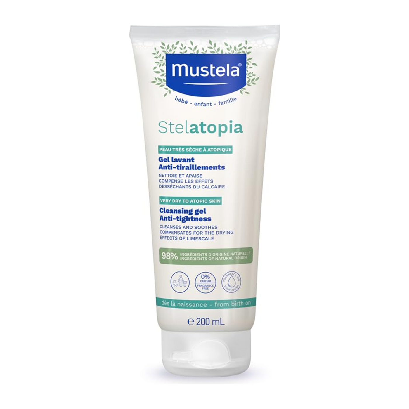 Mustela Stelatopia Cleansing Gel: Soothes & Softens Dry, Sensitive Skin