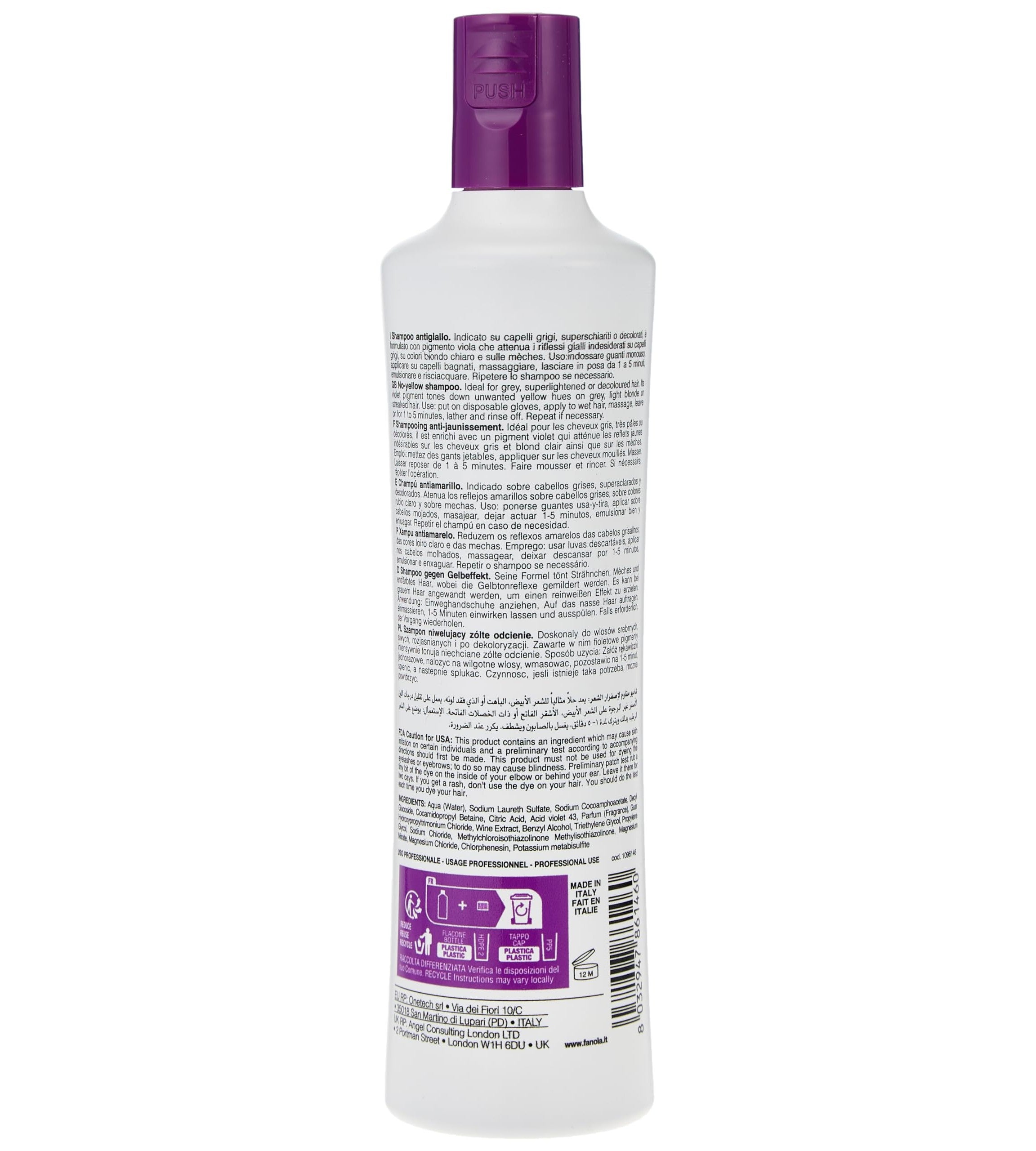 Fanola No Yellow Shampoo - Eliminate Brassiness & Tone Blonde Hair