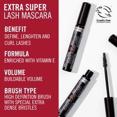 Rimmel Extra Super Lash Mascara – Define, Lengthen & Curl with Vitamin E, Black