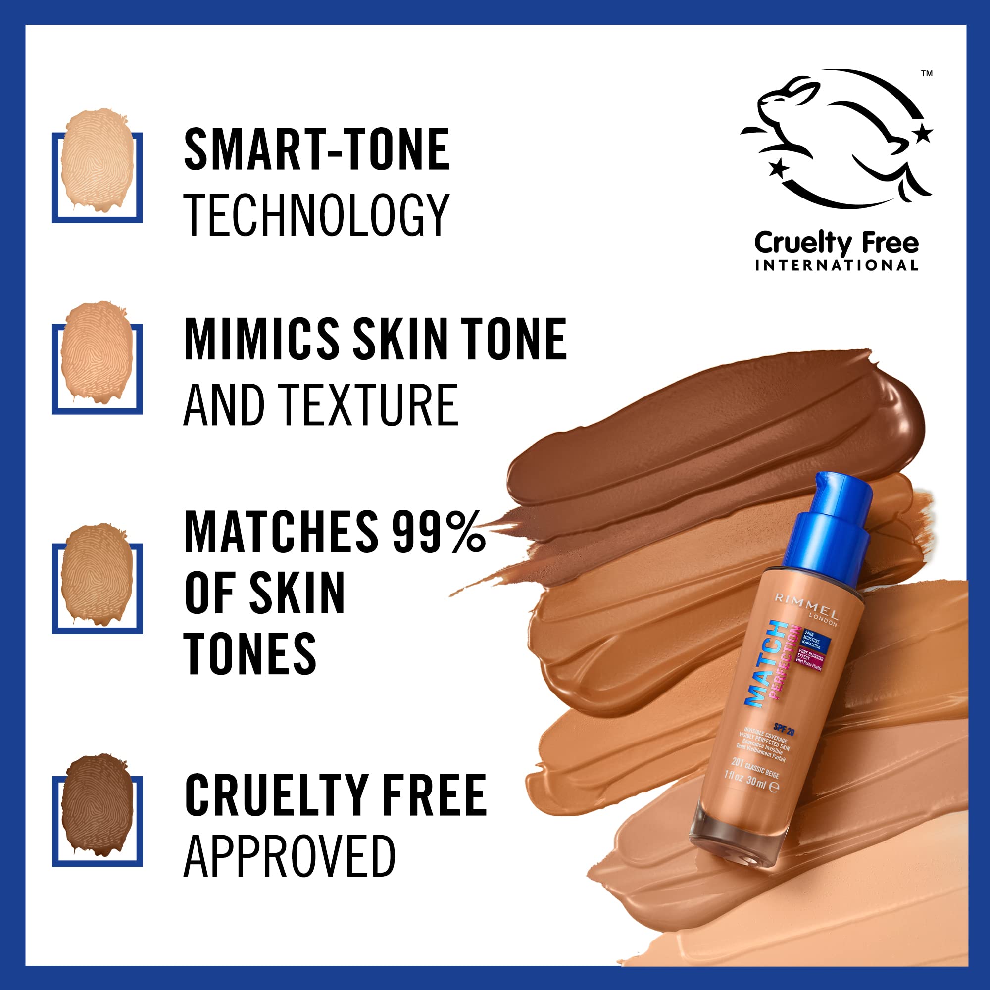 Rimmel Match Perfection Foundation 100 Ivory – Medium Coverage, 24hr Hydration