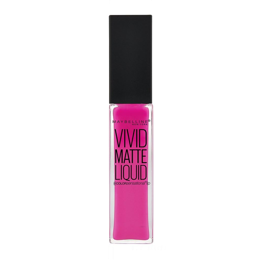 Maybelline Vivid Matte Lipstick - Electric Pink | Intense Color, Velvety Finish