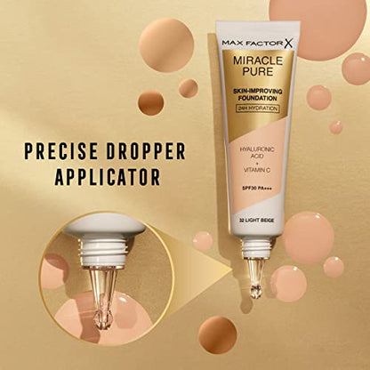 Max Factor Miracle Pure Foundation | Hydrating & Skin-Improving | Warm Golden
