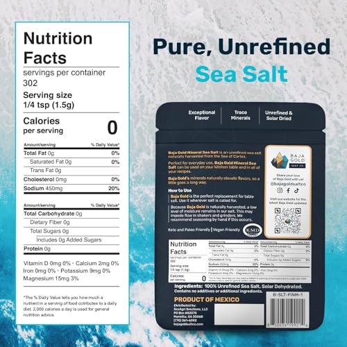 Baja Gold Fine Sea Salt 454g – Unrefined, Mineral-Rich & Low Sodium