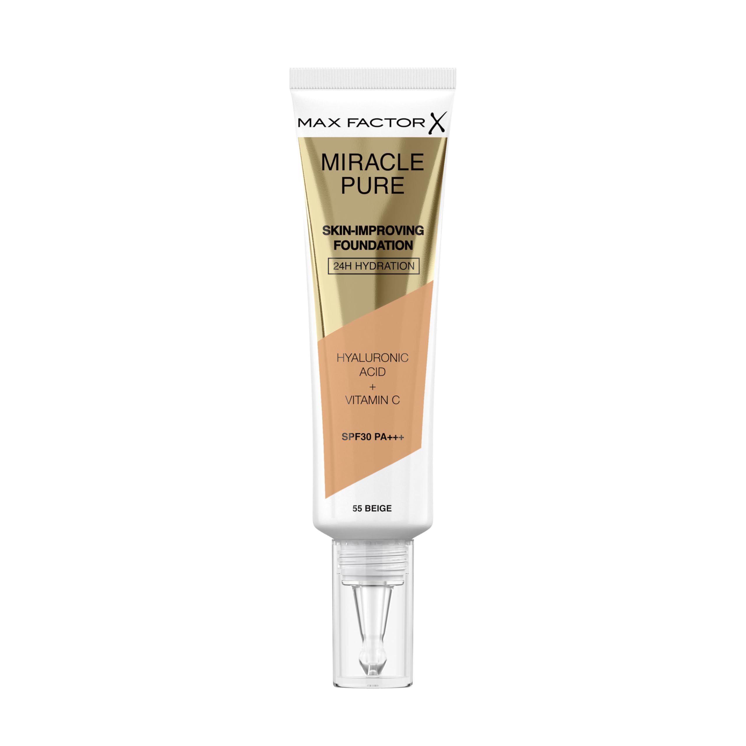 Max Factor Miracle Pure Foundation | 24Hr Hydration & SPF 30 | Beige 55