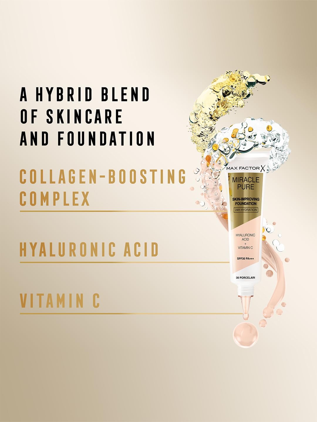 Max Factor Miracle Pure Foundation | Hydrating & Skin-Improving | Warm Golden