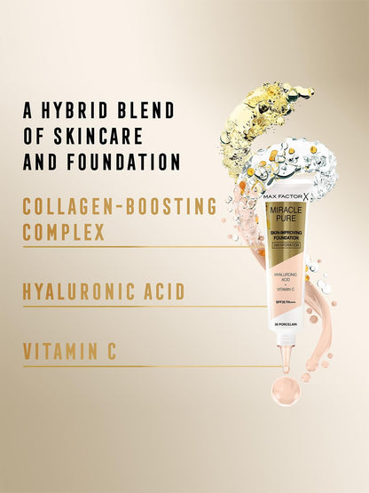 Max Factor Miracle Pure Foundation | Hydrating & Skin-Improving | Warm Golden
