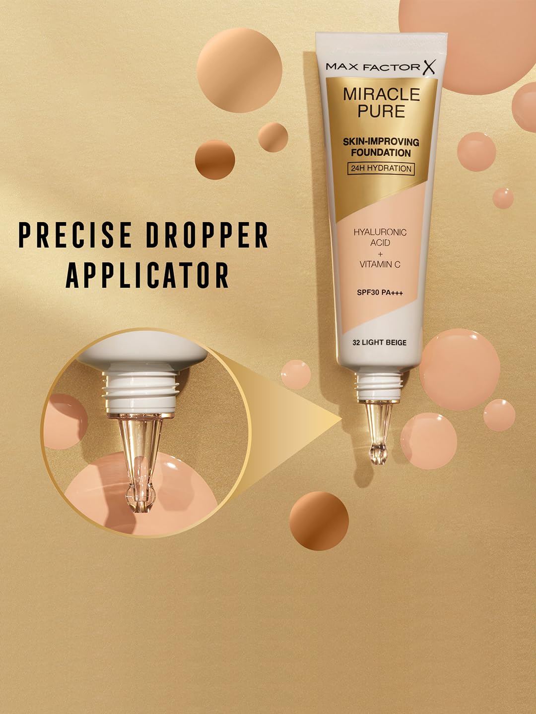 Max Factor Miracle Pure Foundation | Hydrating & Skin-Improving | Warm Golden