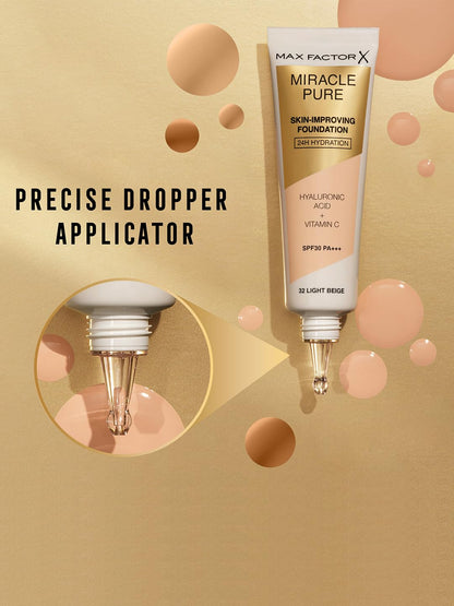 Max Factor Miracle Pure Foundation | Hydrating & Skin-Improving | Warm Golden