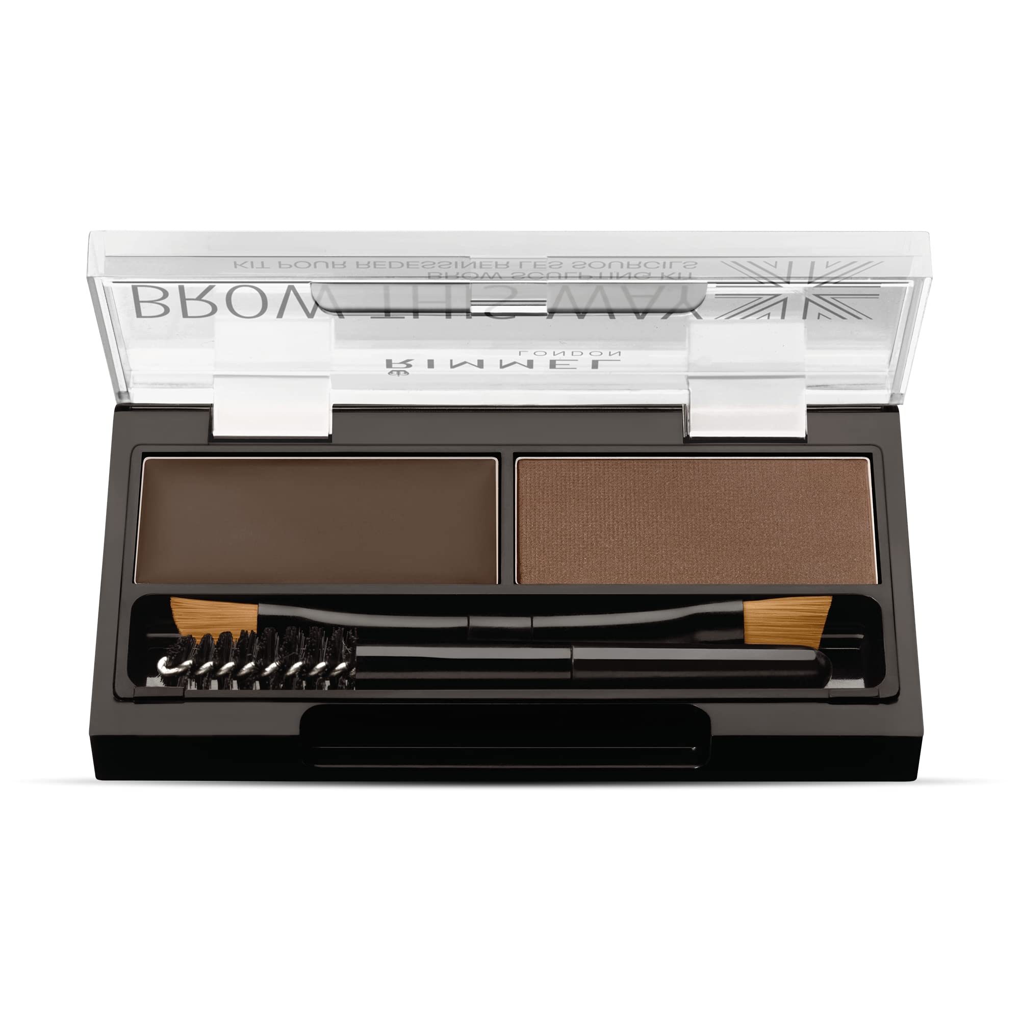 Rimmel London Brow This Way Sculpting Kit - Dark Brown Eyebrow Powder & Wax