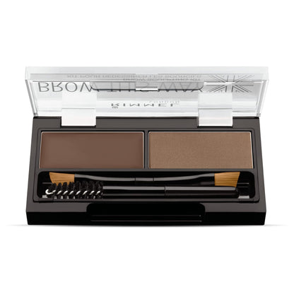 Rimmel London Brow This Way Sculpting Kit - Medium Brown Eyebrow Powder & Wax Duo
