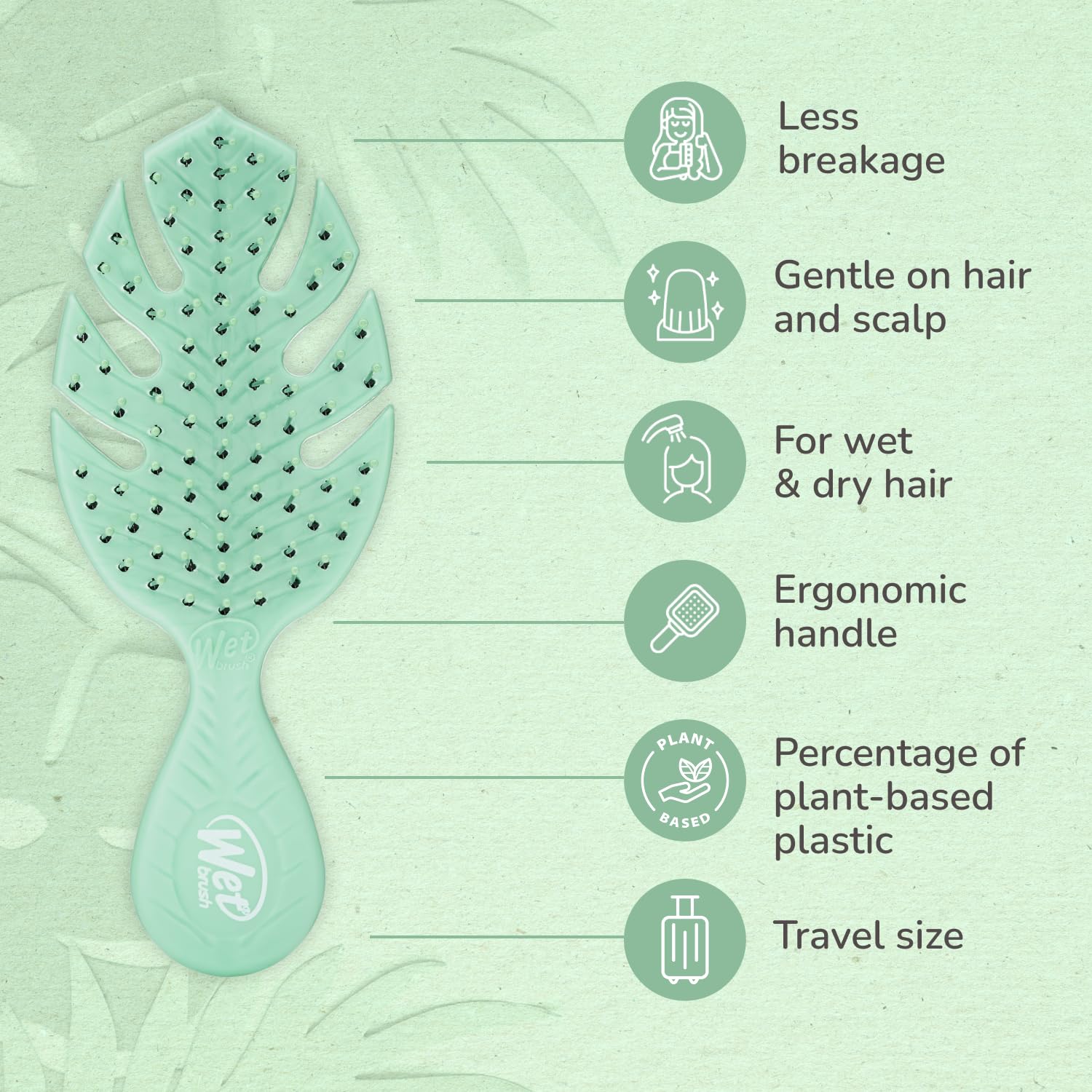 Go Green Mini Detangler Brush | Gentle on Hair & Earth | Biodegradable Plant Starch