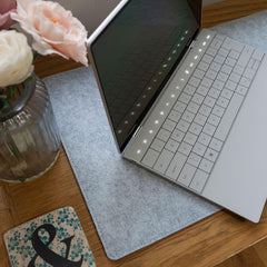 Large Felt Desk Mat - Non-Slip, Water-Resistant Pad for Keyboard & Mouse (Light Grey, 90x40cm)