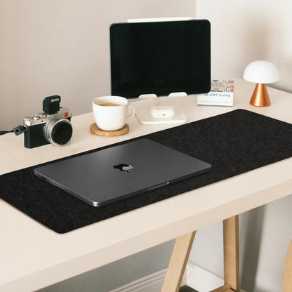 Modern Felt Desk Mat - Large Black Protector Pad for Keyboard & Mouse