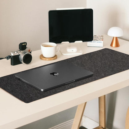 Premium Felt Desk Mat - Large Dark Grey, Non-Slip & Water Resistant Workspace Protector