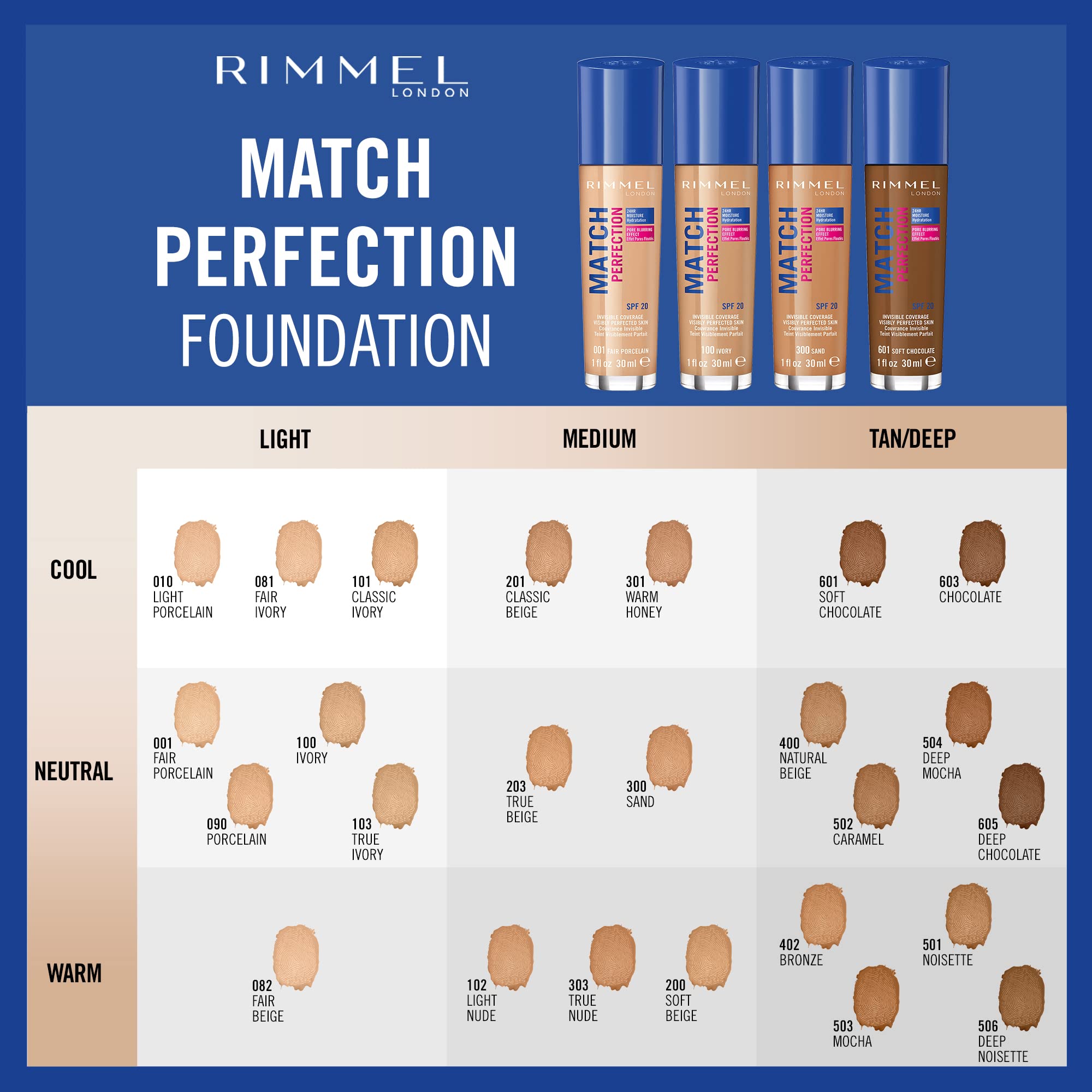 Rimmel Match Perfection Foundation 100 Ivory – Medium Coverage, 24hr Hydration