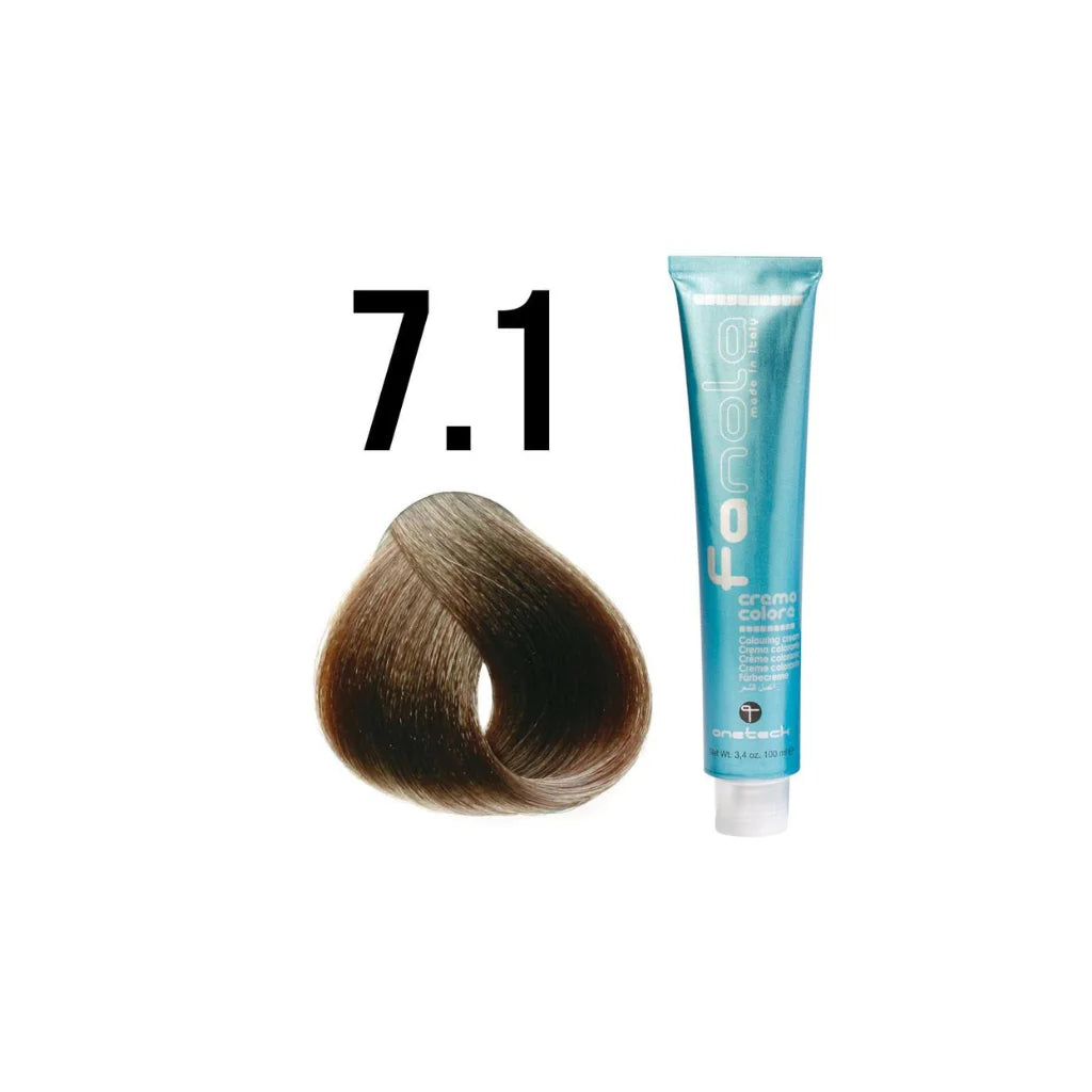 Fanola Hair Colour Cream 7.1 Ash Blonde 100ml – Permanent Professional Dye
