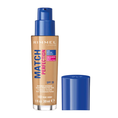 Rimmel Match Perfection Foundation 100 Ivory – Medium Coverage, 24hr Hydration