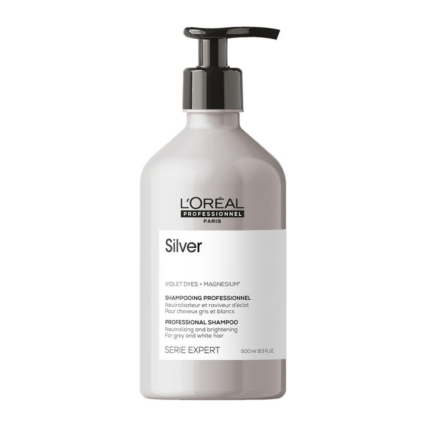 L'Oréal Professionnel Silver Shampoo – Anti-Yellow Purple Pigments for White, Grey & Bleached Hair 500ml