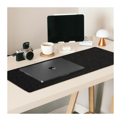 Premium Felt Desk Mat - Large Black Protector for Keyboard & Mouse
