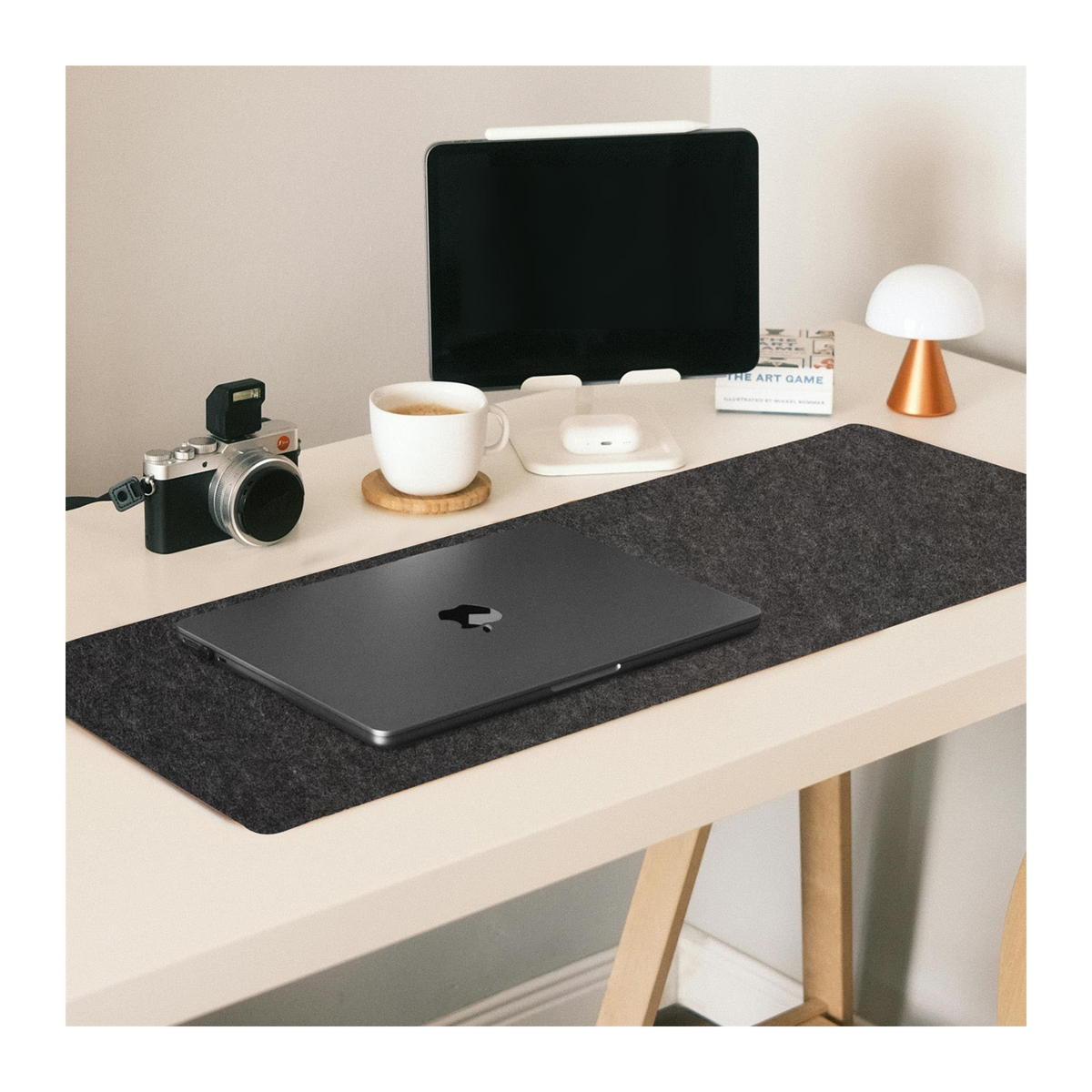 Modern Nest Large Felt Desk Mat – Dark Grey, Non-Slip, Water Resistant, 90x30cm