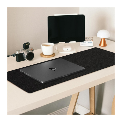 Large Felt Desk Mat - Black 90x30cm | Smooth, Non-Slip & Water Resistant
